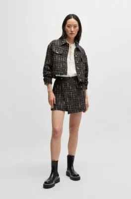 Wrap-front regular-fit skort in multicoloured tweed