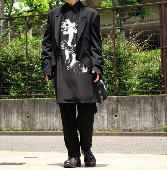 Yohji Yamamoto  |Unisex Silk Street Style Long Sleeves Oversized Designers