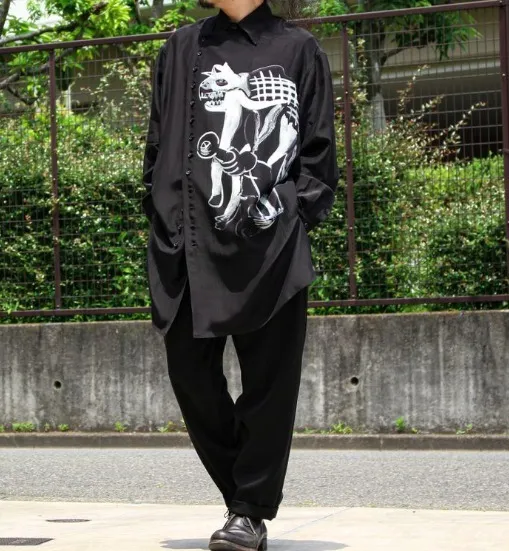 Yohji Yamamoto  |Unisex Silk Street Style Long Sleeves Oversized Designers