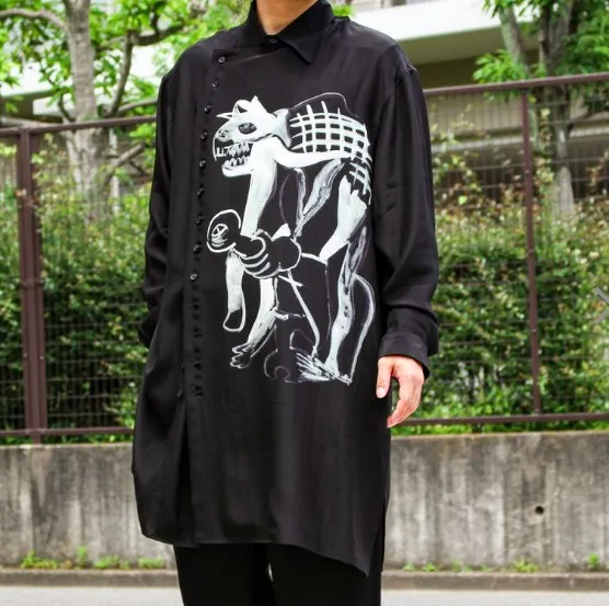 Yohji Yamamoto  |Unisex Silk Street Style Long Sleeves Oversized Designers