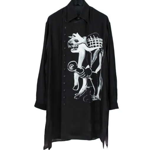 Yohji Yamamoto  |Unisex Silk Street Style Long Sleeves Oversized Designers