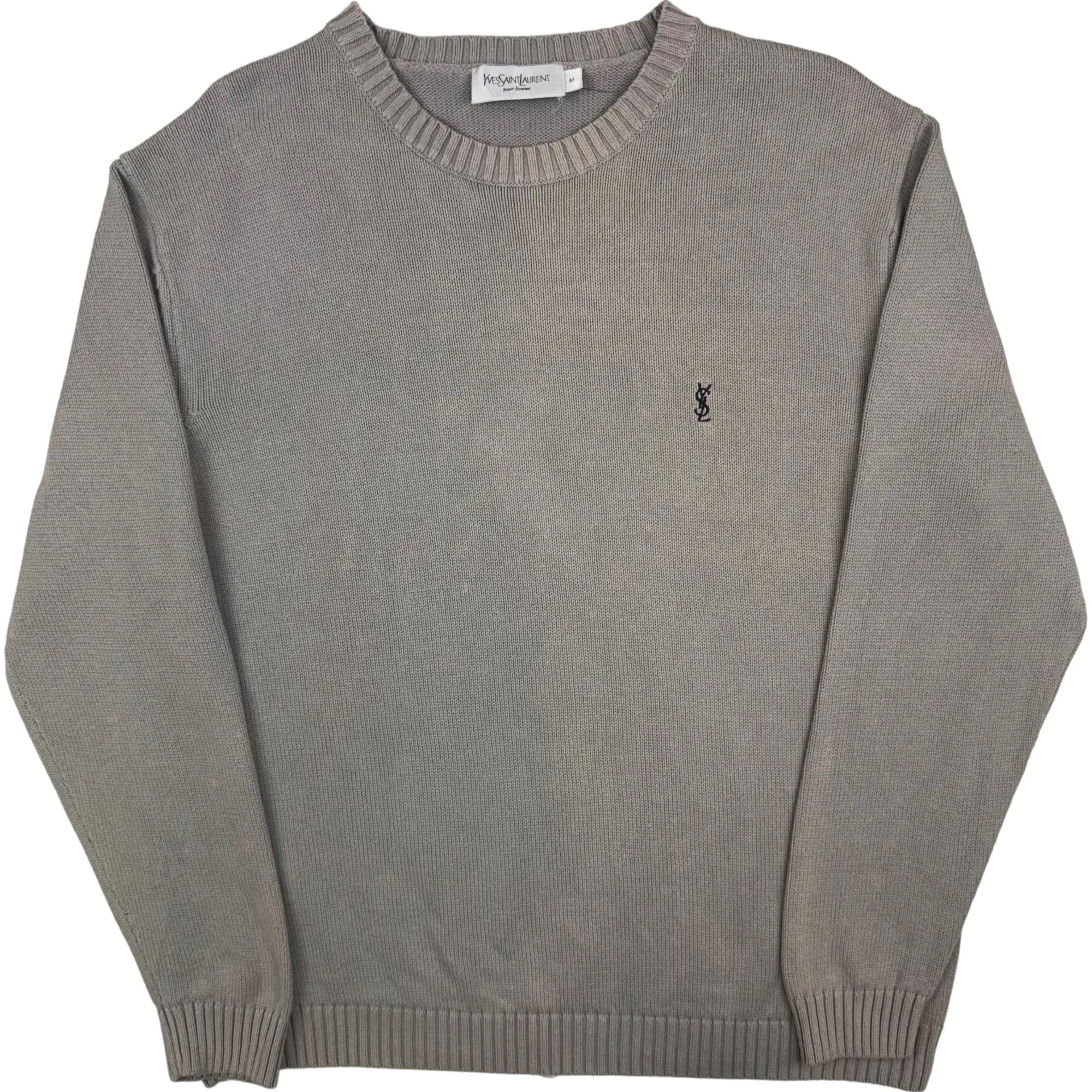 Yves Saint Laurent Knitted Roundneck Sweater Grey