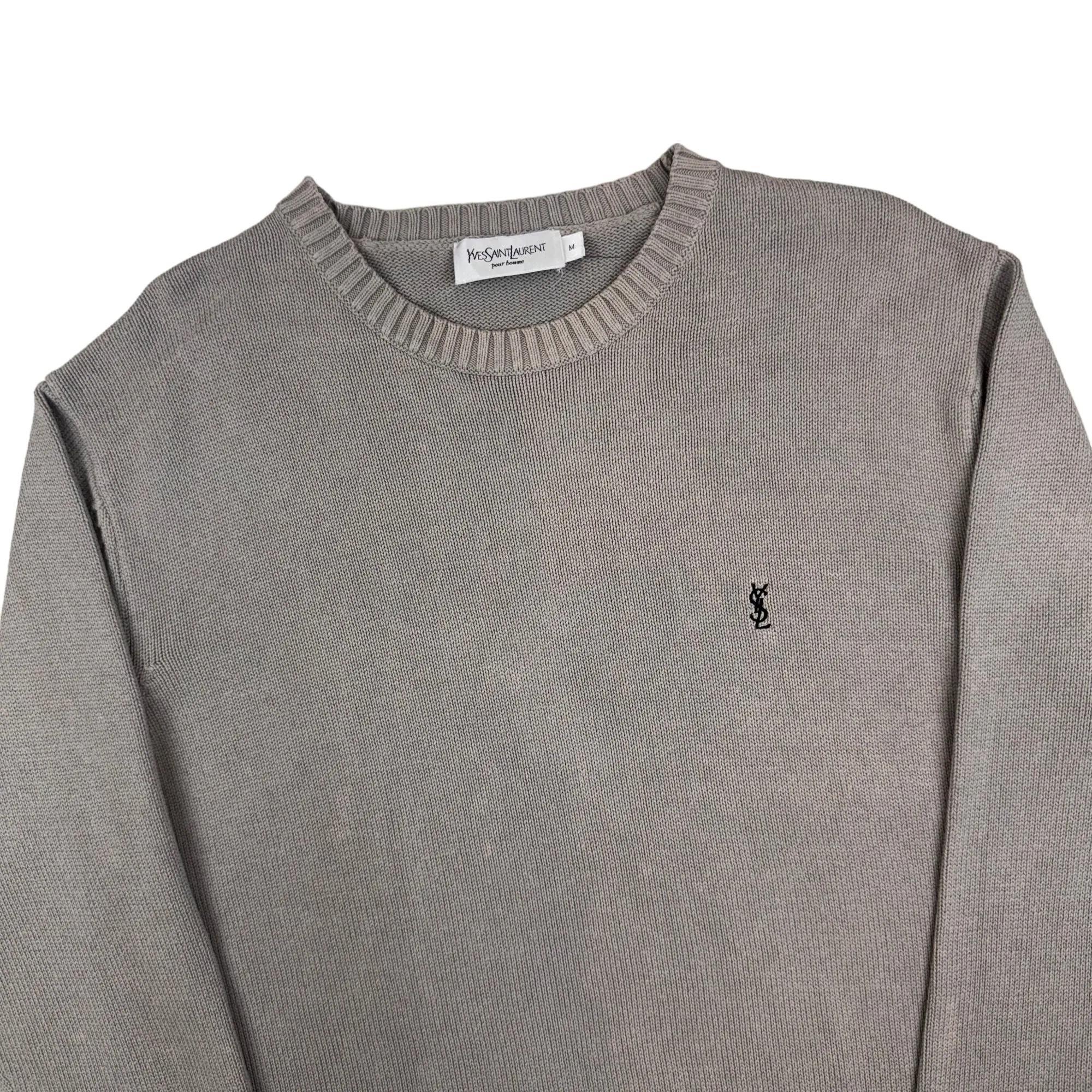 Yves Saint Laurent Knitted Roundneck Sweater Grey