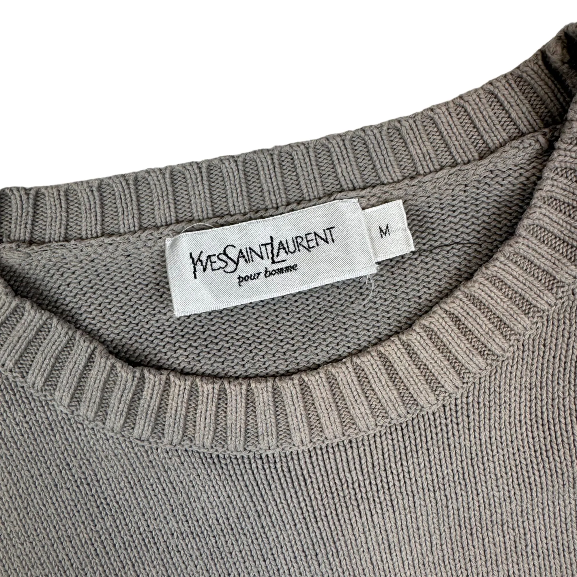 Yves Saint Laurent Knitted Roundneck Sweater Grey