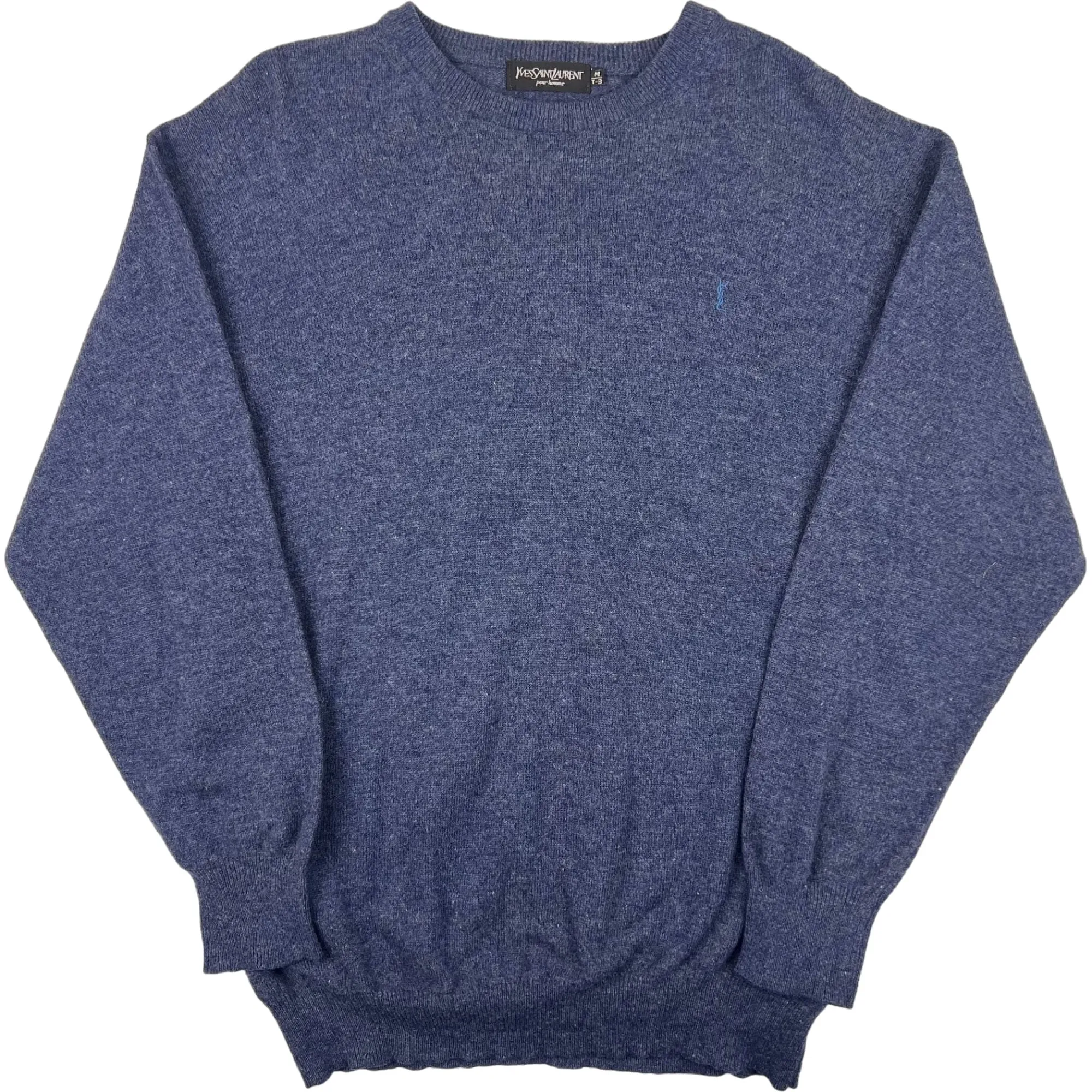 Yves Saint Laurent Lana Wool Knitted Sweater Blue