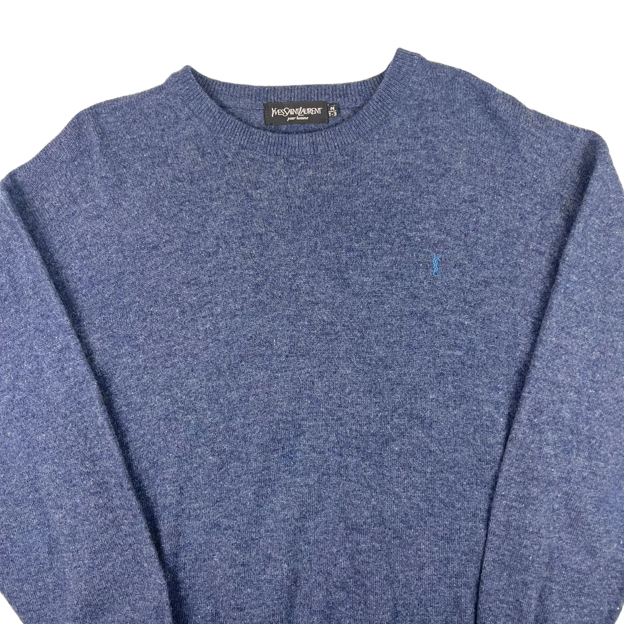 Yves Saint Laurent Lana Wool Knitted Sweater Blue