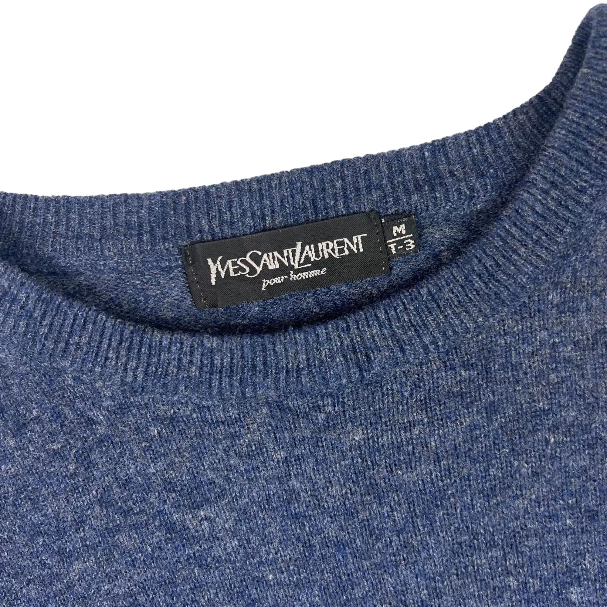 Yves Saint Laurent Lana Wool Knitted Sweater Blue