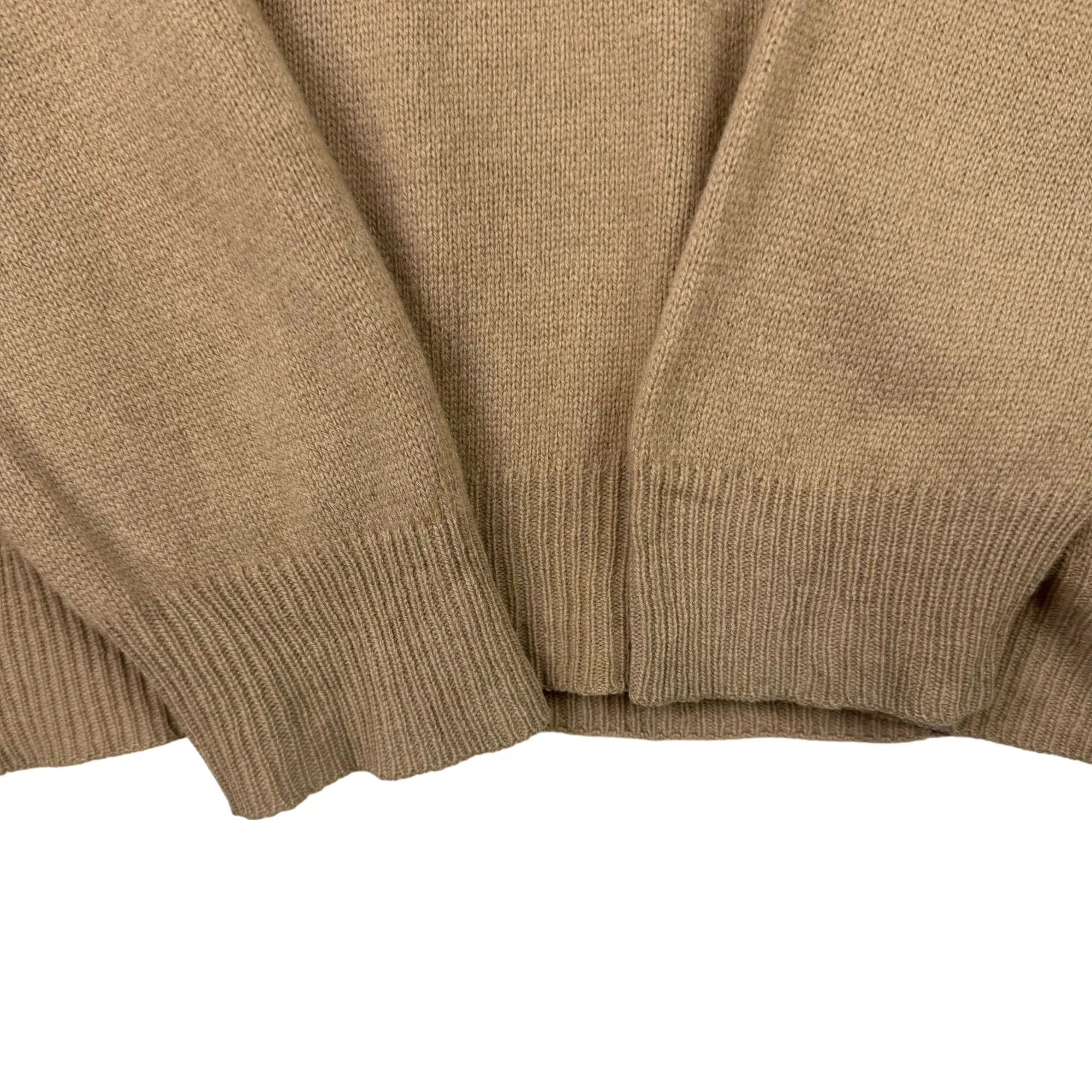 Yves Saint Laurent Pure Wool V-Neck Knit Sweater Beige