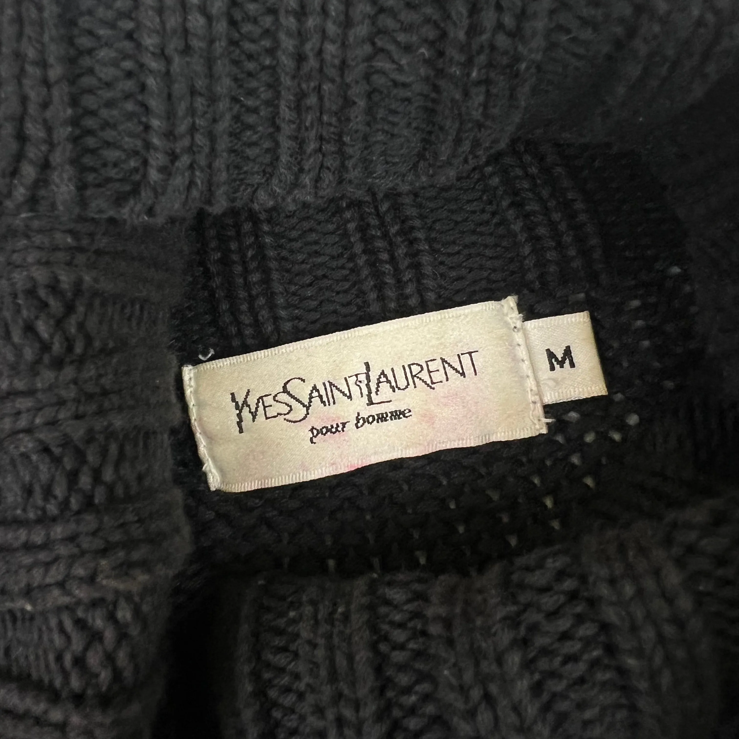 Yve's Saint Laurent Turtleneck Knit Sweater Blue Black